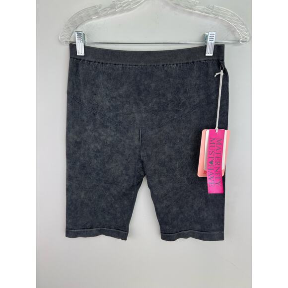 Indero Maternity Gray Acid Wash Bike Stretch Shorts Medium - Picture 1 of 6